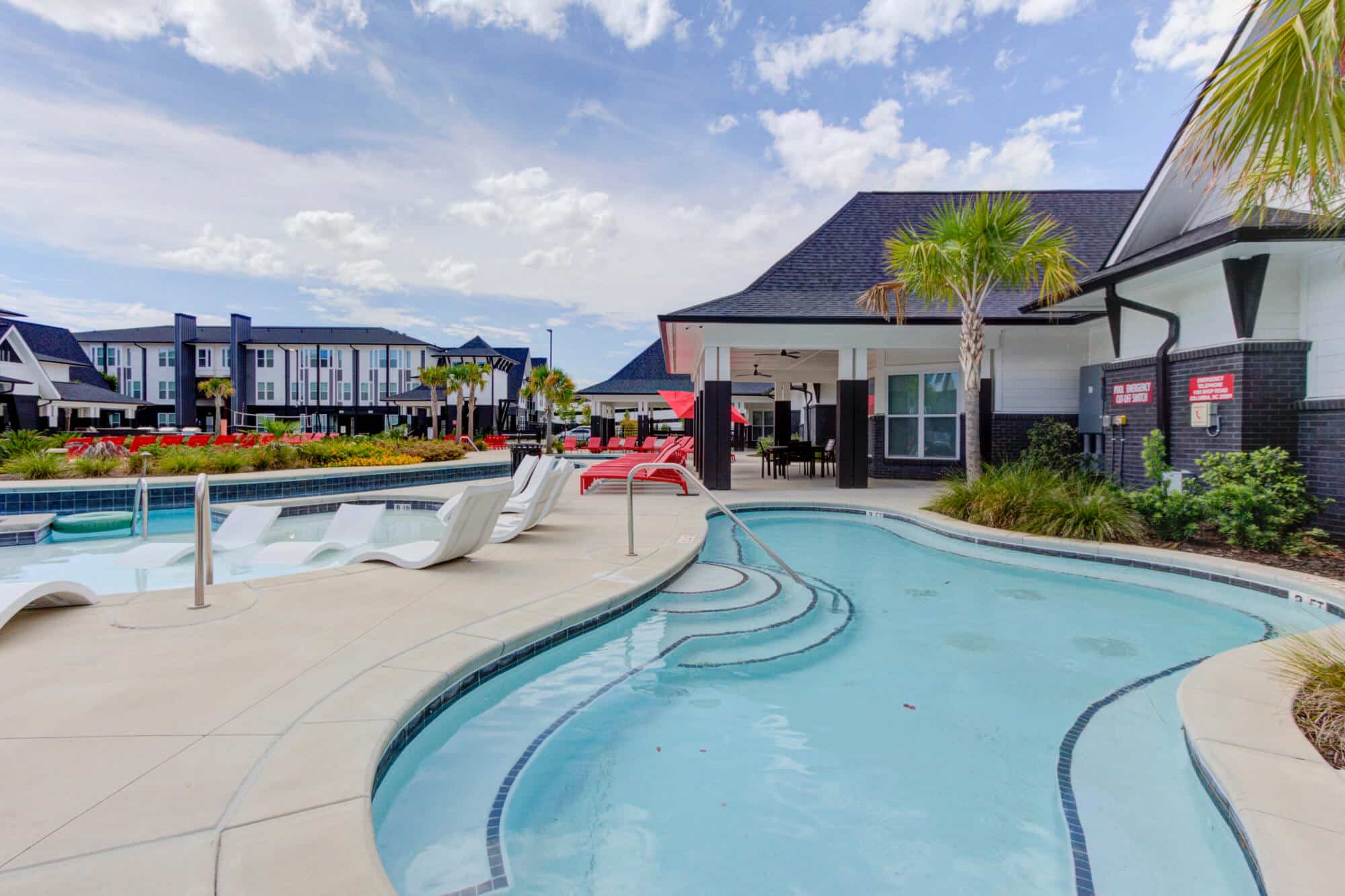the row at the stadium off campus apartments near university of south carolina lazy river and oversized hot tub